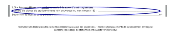 Formulaire de déclaration des éléments nécessaires au calcul des impositions : garage ouvert