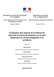 Télécharger le rapport d'évaluation des impacts de la réforme du calcul de la surface de plancher sur le seuil dispensant du recours obligatoire à un architecte