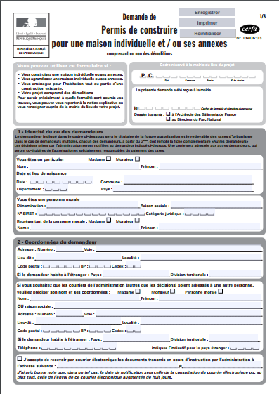 Télécharger les formulaires de permis de construire ou de déclaration préalable