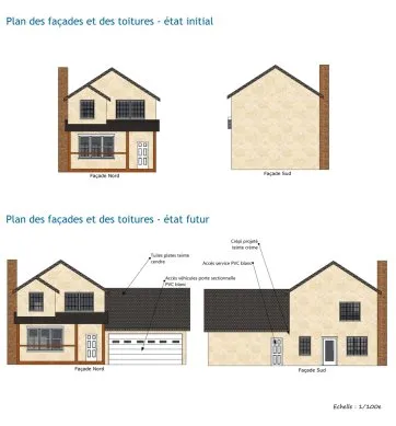 Plan des façades garage accolé