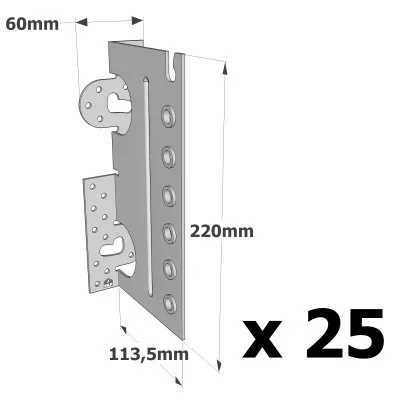 Etrier à âme intérieure à fixer sur le BOIS ou SUPPORT RIGIDE - Réf. CBH220/2.5_25