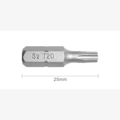 Embout T20 25mm (Qualité Professionnelle, Acier S2) - lot de 1 embout - Réf. EmboutT20_1
