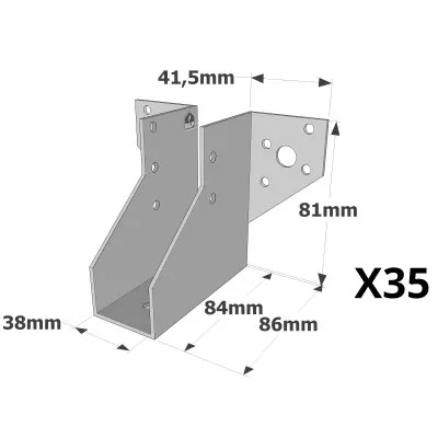 Sabots à ailes extérieures, gamme SAE CLASSIQUE (épaisseur 2mm, profondeur 84mm) - Réf. SAE200/38/2_35