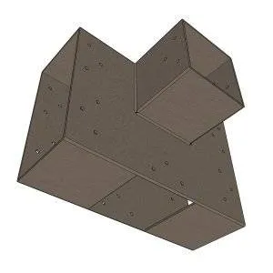 Illustration en perspective du connecteur SUNDIY gris taupe RAL 7006 - 240mm en T (2) avec 3 directions