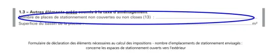 Formulaire de déclaration des éléments nécessaires au calcul des impositions : garage ouvert