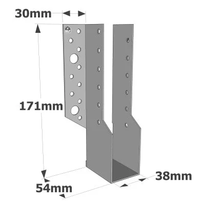 Sabots à ailes extérieures, gamme SBE ECONOMIQUE (épaisseur 1,5mm, profondeur 55mm) - Réf. SBE38/171