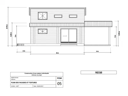 Plan des façades et des toitures état initial et état futur