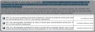 Photographies à joindre si projet visible depuis espace public