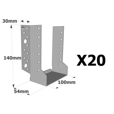 Sabots à ailes extérieures, gamme SBE ECONOMIQUE (épaisseur 1,5mm, profondeur 55mm) - Réf. SBE100/140_20