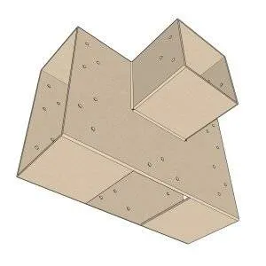 Illustration en perspective du connecteur SUNDIY beige sable - 240mm en T (2) avec 3 directions