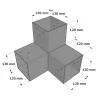Dimensions du connecteur SUNDIY Gris aluminium RAL9006 - 120mm à 3 directions - Forme L