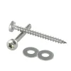 Vis bois et panneaux à tête ronde TORX - D5 x L50 + rondelle - INOX A2 pour fixer les clips sur un support bois