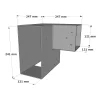 Dimensions du connecteur SUNDIY Gris aluminium RAL 9006 - 240mm à 3 directions en forme de L - Gauche