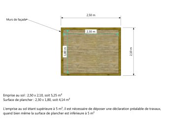 Emprise au sol supérieur à 5m2 - Surface de plancher inférieur à 5m2