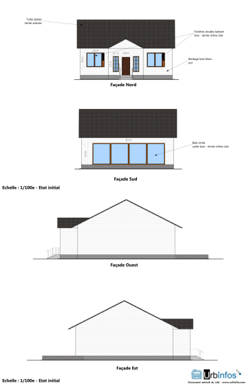 Plan des façades et des toitures - ensemble des façades - état initial
